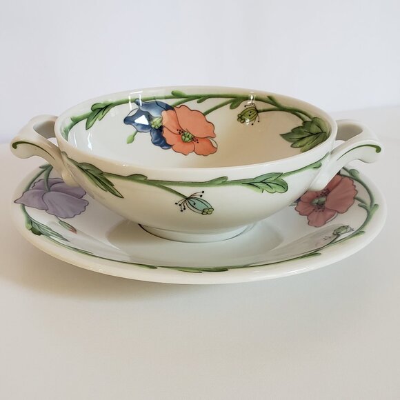Villeroy & Boch Other - Villeroy & Boch Amapola Footed Cream Soup Bowl and Saucer Set